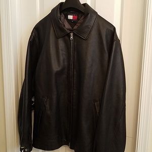 Mens black leather jacket